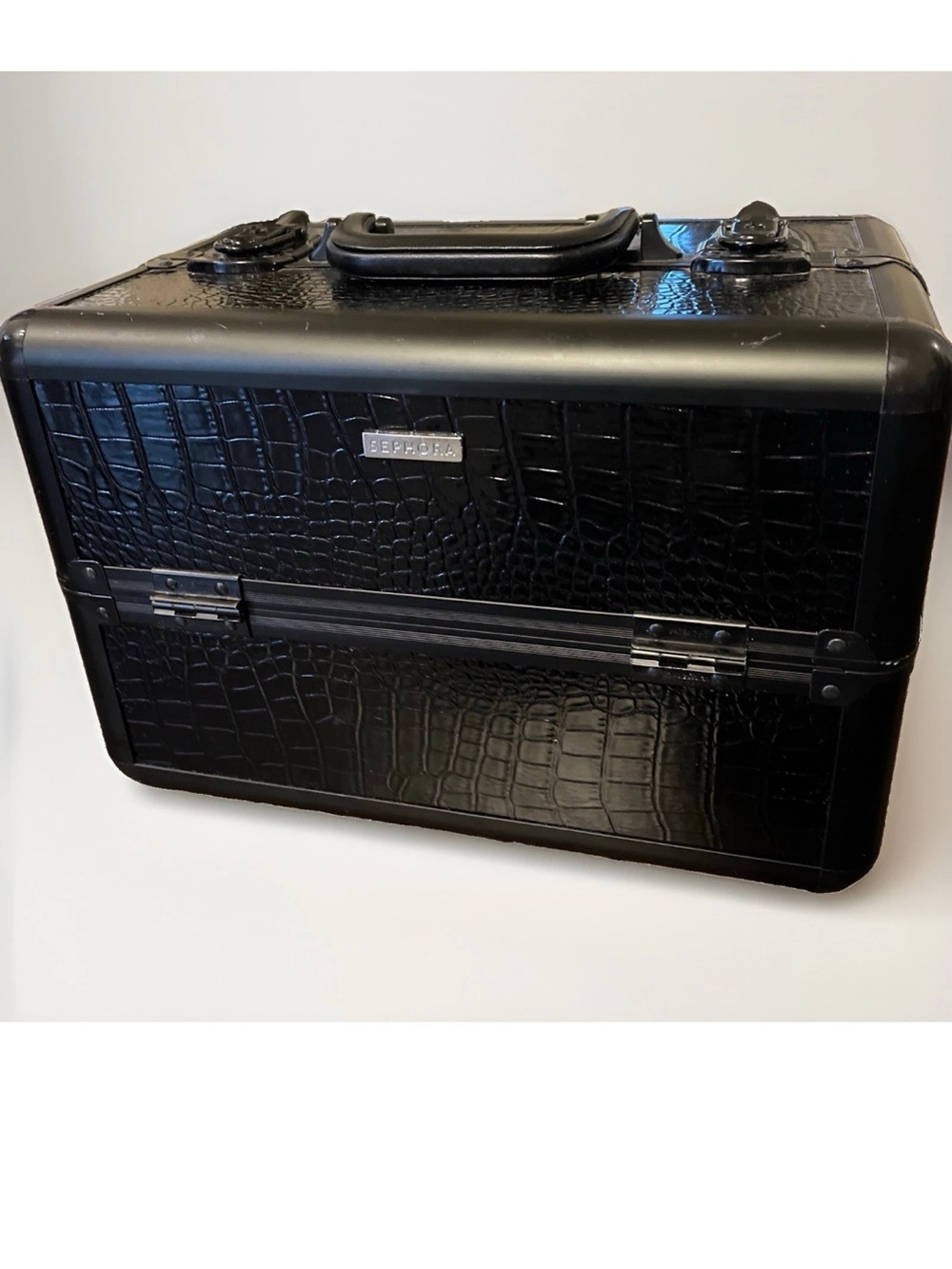 SEPHORA Black Croc-Embossed Train makeup Case